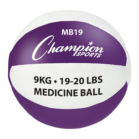 Champion Sports 19-20 lbs Leather Medicine Ball, Purple & White CH55974